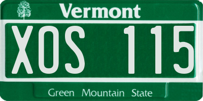 VT license plate XOS115