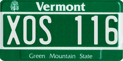 VT license plate XOS116