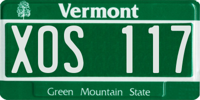 VT license plate XOS117