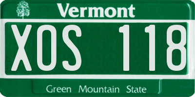 VT license plate XOS118