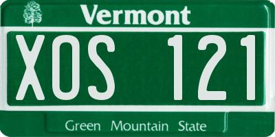 VT license plate XOS121