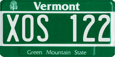 VT license plate XOS122