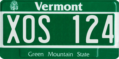 VT license plate XOS124