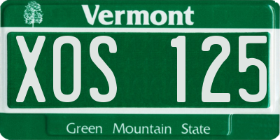 VT license plate XOS125