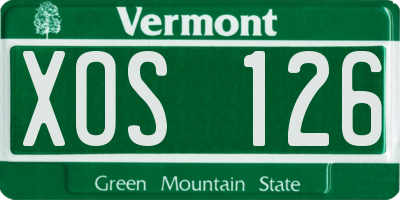 VT license plate XOS126