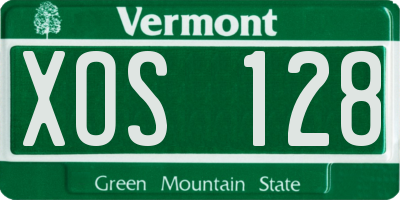 VT license plate XOS128