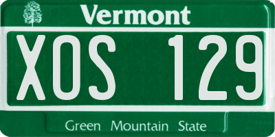 VT license plate XOS129