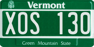 VT license plate XOS130
