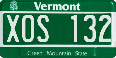 VT license plate XOS132