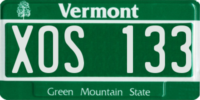 VT license plate XOS133