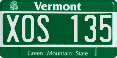 VT license plate XOS135