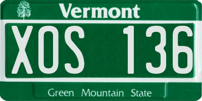 VT license plate XOS136