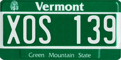VT license plate XOS139