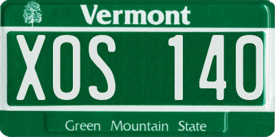 VT license plate XOS140