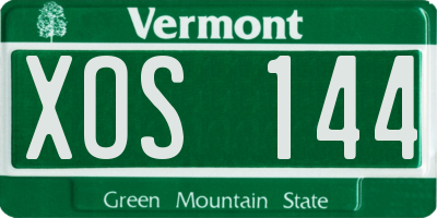 VT license plate XOS144
