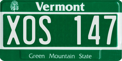 VT license plate XOS147