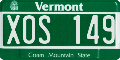 VT license plate XOS149