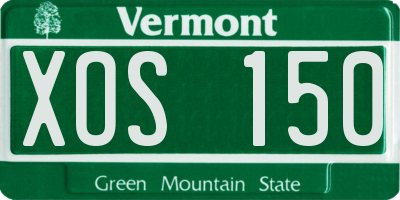 VT license plate XOS150