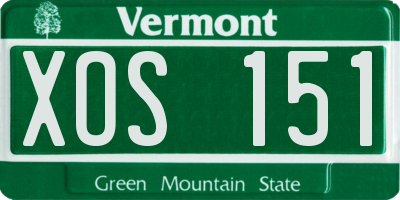 VT license plate XOS151