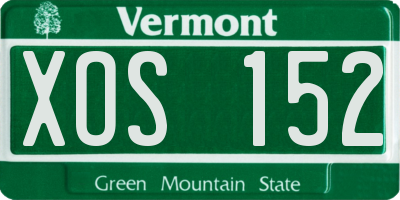 VT license plate XOS152