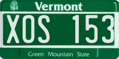 VT license plate XOS153