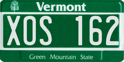 VT license plate XOS162