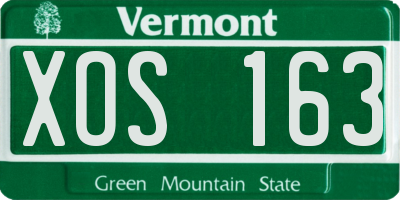 VT license plate XOS163