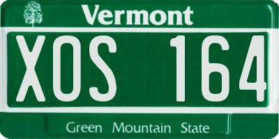 VT license plate XOS164