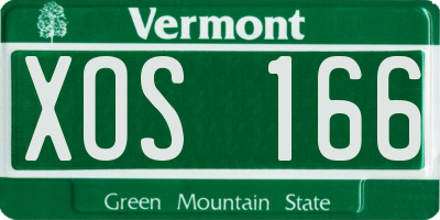 VT license plate XOS166