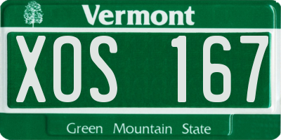 VT license plate XOS167