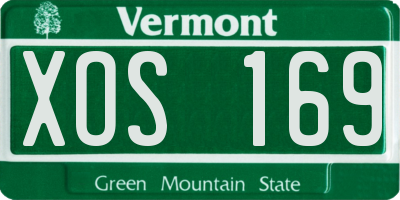 VT license plate XOS169