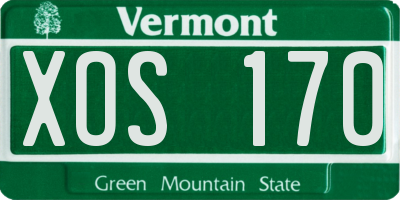 VT license plate XOS170