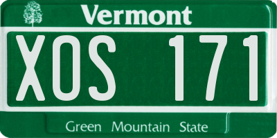 VT license plate XOS171