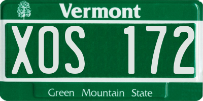VT license plate XOS172