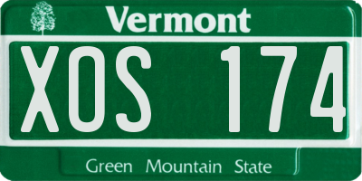 VT license plate XOS174
