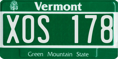 VT license plate XOS178