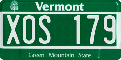 VT license plate XOS179