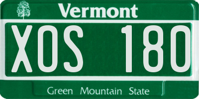 VT license plate XOS180