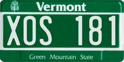 VT license plate XOS181