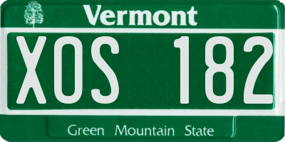 VT license plate XOS182