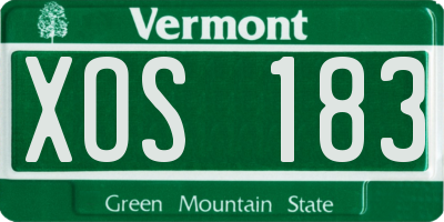 VT license plate XOS183