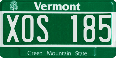 VT license plate XOS185