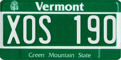 VT license plate XOS190
