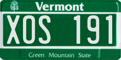 VT license plate XOS191