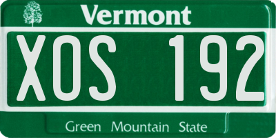 VT license plate XOS192