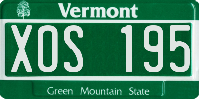 VT license plate XOS195