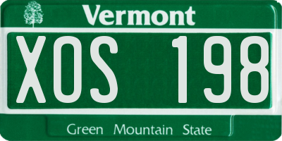 VT license plate XOS198