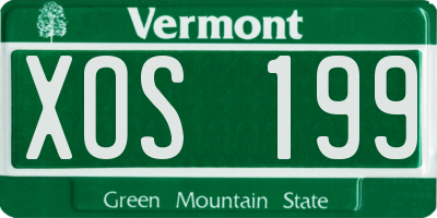 VT license plate XOS199