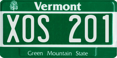 VT license plate XOS201
