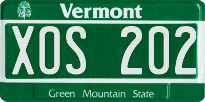 VT license plate XOS202